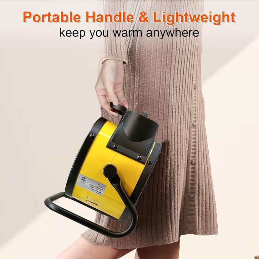Electric Patio Heater - Greenhouse Fan Heater Portable Space Heater, Adjustable Thermostat, for Greenhouse, Garage, Office, Workplace, PTC Fast Heating, Electric Ceramic Heaters,Metal Base
