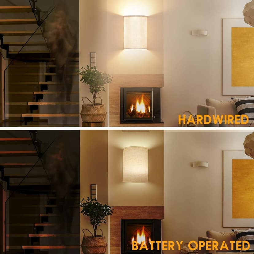 LABOREDUCER Hardwired Wall Lights Set of 2 with Wall Lamps Fabric Shade,Farmhouse LED Sconce Wall Lighting, Wall Mount Lights Wall Sconces for Bedroom Living Room, Stair (Bulbs NOT Included)
