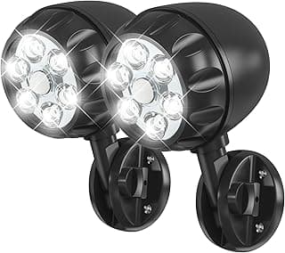 Battery Motion Sensor Light Outdoor, 600 LM Battery Operated Motion Lights Outdoor 6 LEDs 400sqft, 6000K Auto On Off 360° Adjustable Battery Flood Lights Outdoor Waterproof, 2 Pack, Black