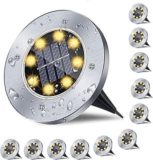 Solar Ground Lights, Waterproof Solar Garden Lights, Upgraded Outdoor Garden Waterproof Bright in-Ground Lights, Landscape Lights for Pathway,Yard,Deck,Lawn,Patio,Walkway (12 Pack Warm Light