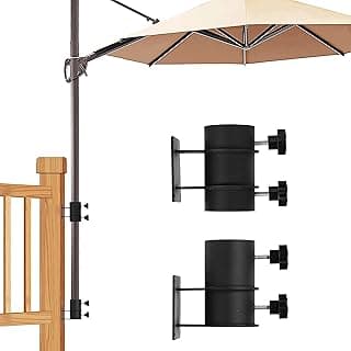 Heavy Duty Patio Umbrella Holder, Stainless Steel Offset Umbrella Stand,Deck Umbrella Mount Bracket for Outdoor Railing Post,Fences,Balcony(Fit Max OD 2")