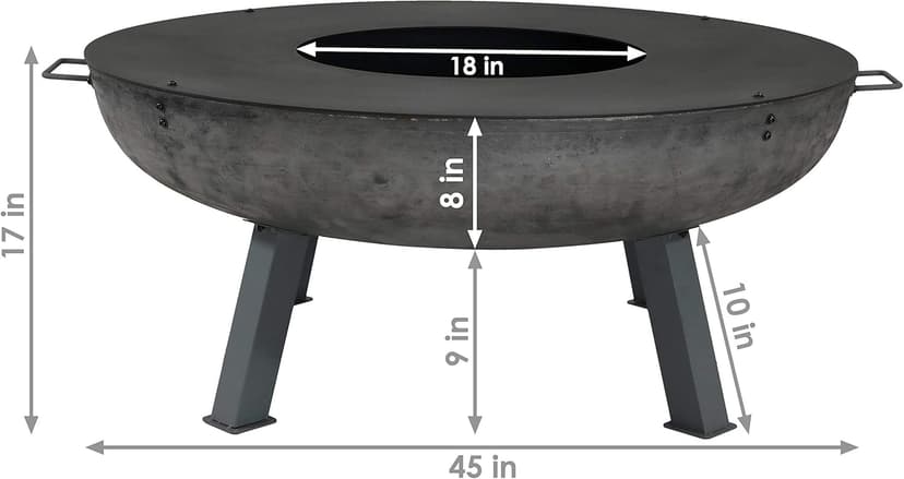 Sunnydaze 40-Inch Cast Iron Fire Pit Bowl with Cooking Ledge - Wood Burning