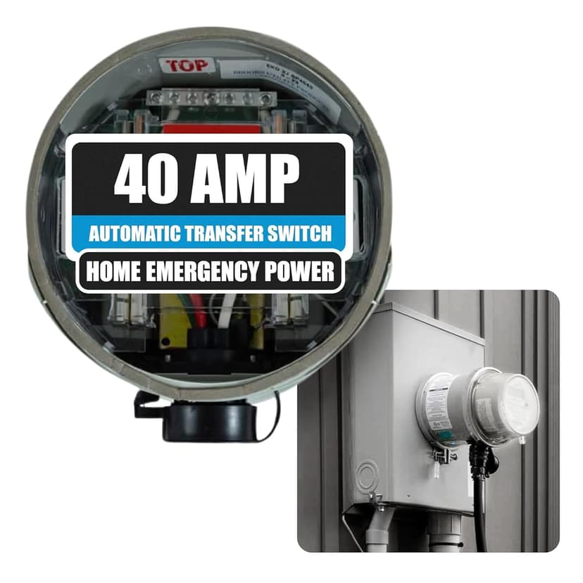GenerLink Automatic Transfer Switch for Home Generator w/Surge Protection - Meter Mounted Transfer Switch for Portable Generators - Outdoor & Home - Fast and Easy Installation - 40AMP
