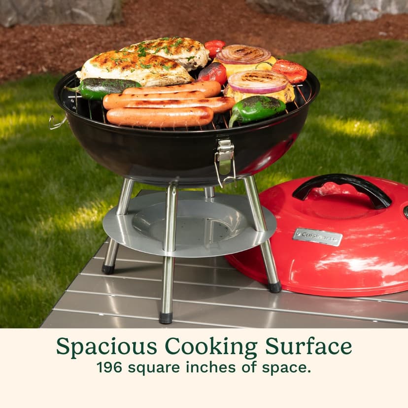 Cuisinart 14" Inch BBQ, 14" x 14" x 15", Portable Charcoal Grill, (Red), CCG-190RB