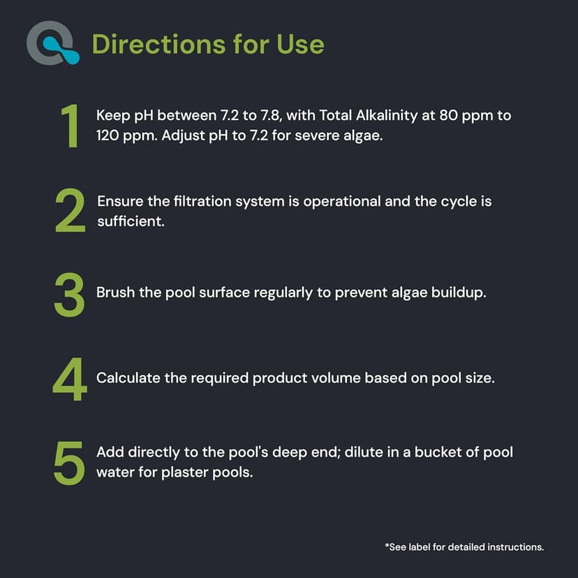 Copper Pool Algaecide for Swimming Pool - 90 Day Algaecide for Inground Pool to Prevent and Remove Pool Algae - Super Algaecide for Pool Opening - AquaDoc 32oz