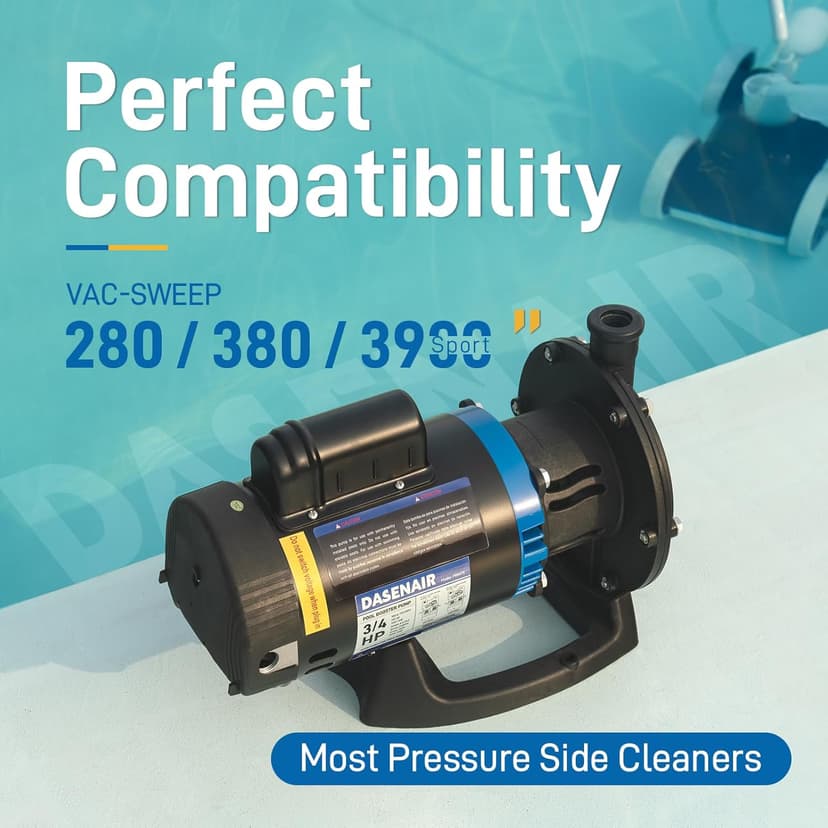 Booster Pump,3/4 HP Pure Copper Motor with Dual Voltage(115V or 230V),IPX4 Waterproof Compatible for Pressure Side Pool Cleaners Vac-Sweep 280,380,3900