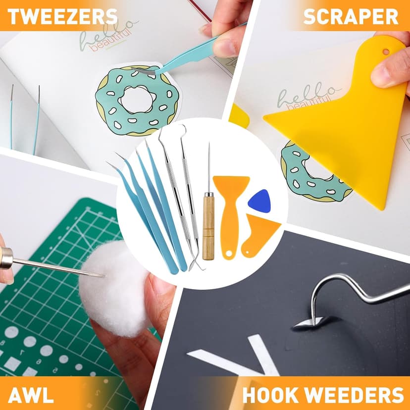 CLOYAN 33pcs Weeding Tools for Vinyl Set, Precision Craft Vinyl Weeding Tools Kit for Scrapbooking, Weeding Vinyl, DIY Art Work Cutting, Lettering, Splicing.