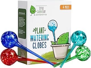 LGL Plant Watering Globes - Automatic Self Watering Globes. Decorative Self Watering Planter Inserts Made From Hand-Blown Durable Glass. Self Watering Spikes to Support Plant Health. 4 Pack, Jumbo.