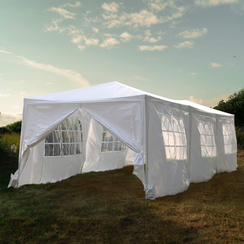 10'X30' Outdoor Gazebo, Canopy Tent Heavy Duty Wedding Party Tent with 8 Removable Sidewalls for Outdoor Wedding, BBQ, Camping, Backyard, Tents for Parties