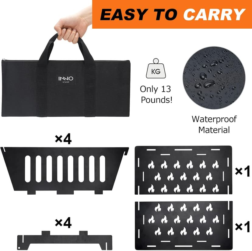 Fire Pits for Outside 17 Inch Collapsible Portable Plug Fire Pit for Camping Travel Picnic Bonfire Backyard Patio Garden Bon Fire Foldable Firepits for Outdoor Wood Burning with Storage Bag