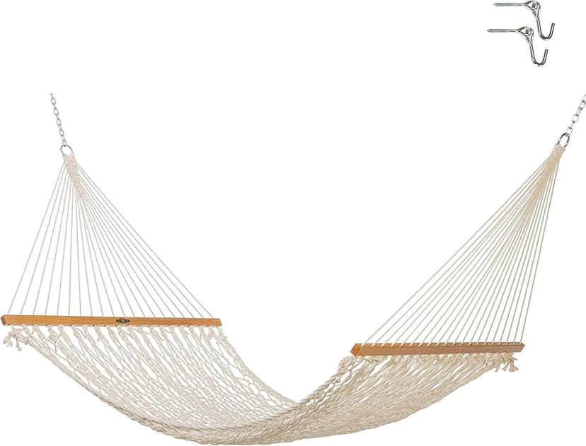 Original Pawleys Island 15OC Presidential Original Cotton Rope Hammock with Free Extension Chains & Tree Hooks, Handcrafted in The USA, Accommodates 2 People, 450 LB Weight Capacity, 13 ft. x 65 in.