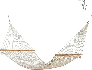 Original Pawleys Island 15OC Presidential Original Cotton Rope Hammock with Free Extension Chains & Tree Hooks, Handcrafted in The USA, Accommodates 2 People, 450 LB Weight Capacity, 13 ft. x 65 in.