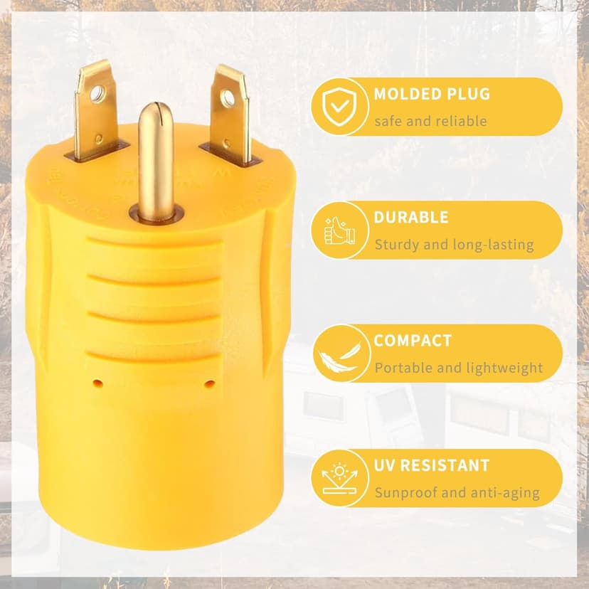 NEMA TT-30P to L14-30R Adapter, 30 Amp 3 Prong Male to 4 Prong Female Twist Locking RV Generator Plug Adapter for Campers and Portable Generators