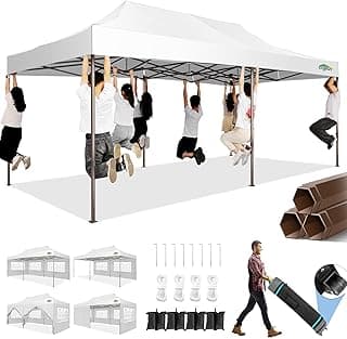COBIZI 10x20 Pop Up Canopy Tent Heavy Duty with 6 Removable Sidewalls, Commercial Heavy Duty Pop Up Tent for Parties All Weather Waterproof and UV 50+ Wedding Tent with Roller Bag(Legs Upgraded)