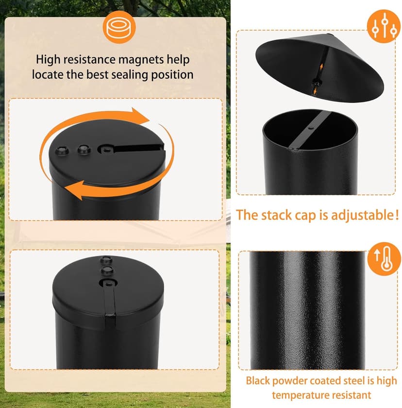 Enhanced Pellet Grill Smoke Stack Chimney Replacement For Pit Boss Traeger Camp Chef,Upgraded Stack Smoker Kits with Umbrella, Lid, Chimney Tube, Screws, Gaskets, Nuts and Felt Washer