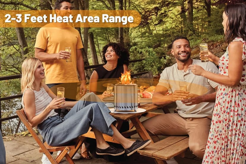 Table Top Firepit 6 Inch - Tabletop Fire Pit Camping Stove 304 Stainless Steel Pellet Patio Heater Portable Smokeless Fire Pit 6"x6.89" Silver