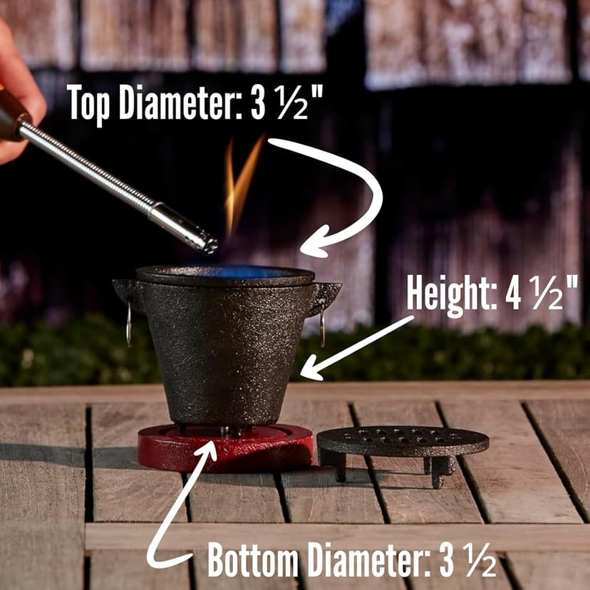 Mini Tabletop Fire Pit and Cast Iron Hibachi Grill Pan, Camping Tabletop Fire Pit Indoor & Outdoor Grill for Smores, BBQ, Smores Maker, Smokeless Firepit, Portable Mini Japanese Grill by Chef Master