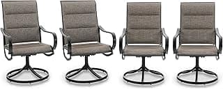 PHI VILLA Swivel Outdoor Chairs Set of 4, All Weather Mesh Fabric Patio Dining Chair with Padded Textilene & E-Coating Metal Frame for Deck Lawn Garden