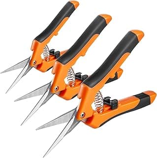 GROWNEER 3 Packs 6.5 Inch Pruning Shears Gardening Hand Pruning Snips Gardening Scissors with Straight Stainless Steel Precision Blades