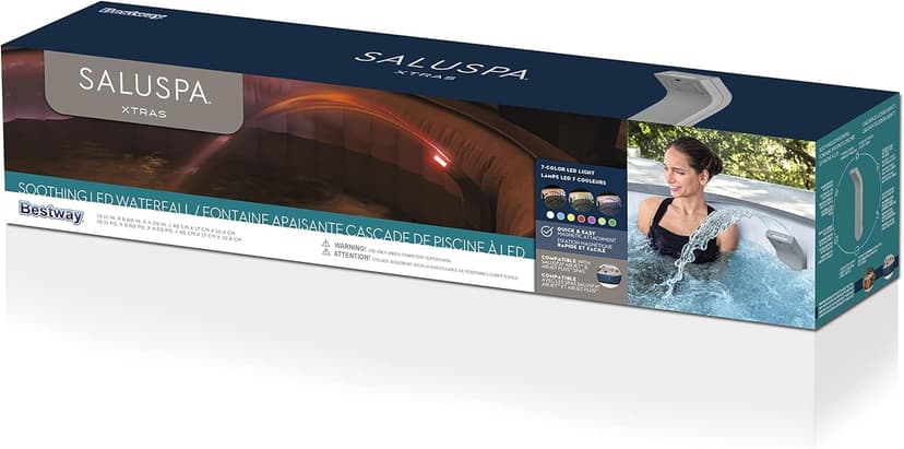 Bestway SaluSpa Waterfall Feature with LED Lights | Built-in Lights with 7 Color Modes | Compatible with Most Bestway Inflatable and Portable SaluSpa Hot Tub Spas