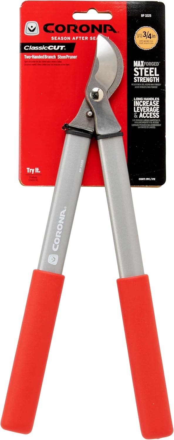 Corona BP 3225D Forged Steel ClassicCUT Bypass Hand Pruner - 3/4 inch Cut Capacity Stem and Branch Garden Shears, Red