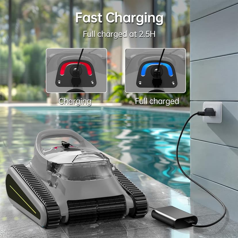 Pool Vacuum for Above Ground Pool: NexTrend Cordless Robotic Pool Cleaner Wall Floor Waterline Cleaning 180W Powerful Suction Last 150 Mins Automatic Robot for Inground Swimming Pool up to 2,050 sq.ft