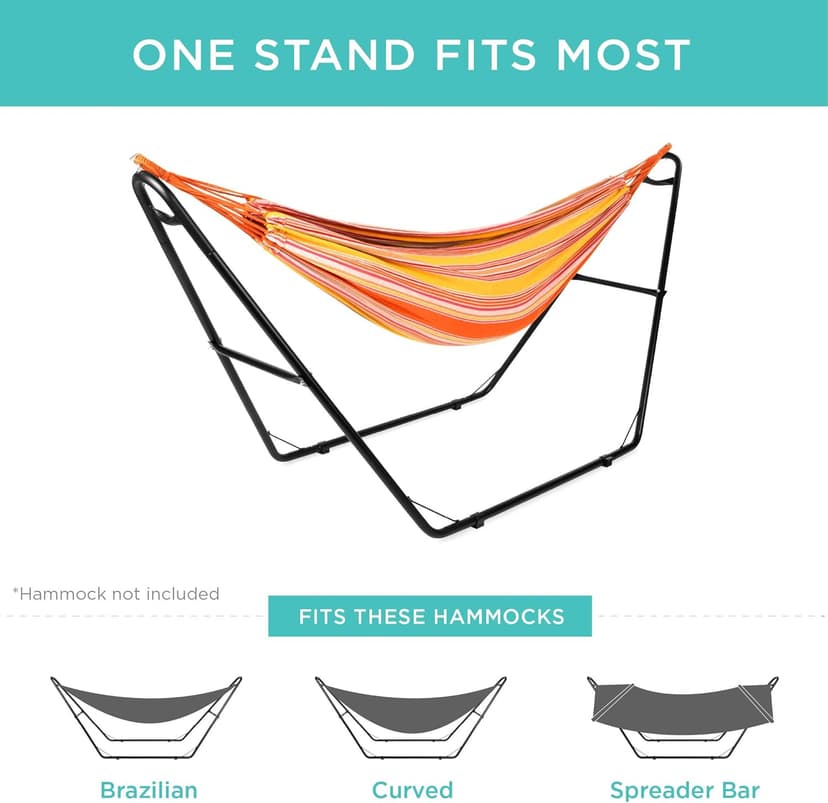 Best Choice Products Adjustable Portable Hammock Stand, Outdoor Patio Weather-Resistant Steel for 9-14ft Hammocks w/Hanging Hooks, Powder-Coated Finish, Carrying Bag, 450lb Weight Capacity