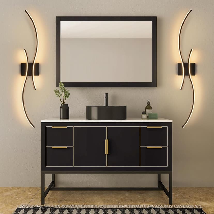 CANEOE Modern Led Wall Light, 39inch Black Indoor Led Wall Sconce Lighting, Bathroom Vanity Light Fixtures Over Mirror for Living Room Hallway Bedroom Bedside Wall Lamp (Warm White, 3000K)