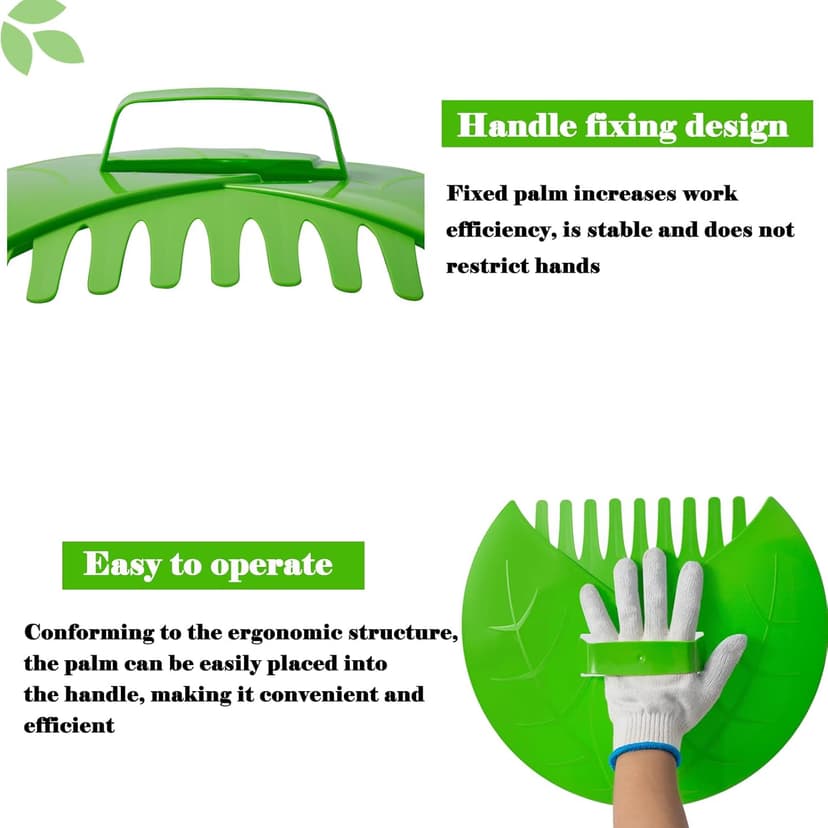 Eastrans 1set Leaf Scoops and Hand Rakes,Leaf Claws for Picking up Leaves,Grass Clippings and Lawn Debris,Light Green,2pcs