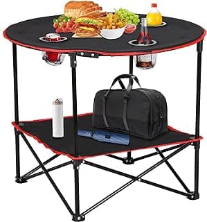 ZENY Portable Folding Picnic Table Outdoor Camping Table with 4 Cup Holders and Carrying Bag Collapsible Portable Tables Folding for BBQ Outdoor Fishing