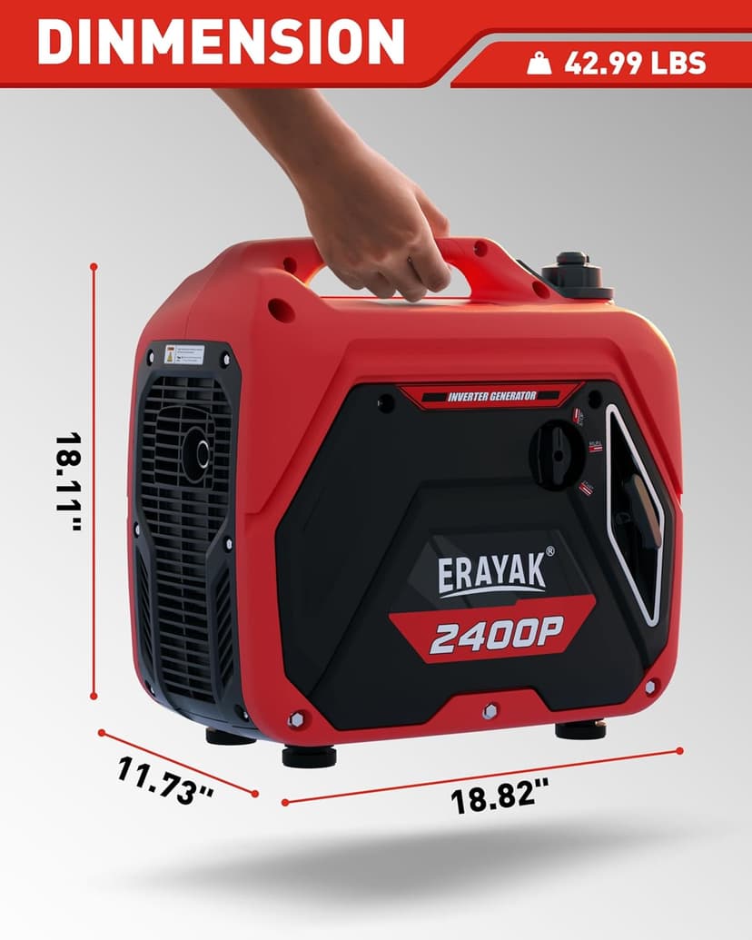 ERAYAK 2400W Portable Inverter Generator for Home Use, Super Quiet Small Generator for Camping Outdoor Emergency Power Backup, Gas Powered Engine, EPA Compliant