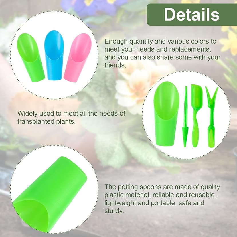 12pcs Garden Shovel Hand Tools Transplanting Succulent Cultivation Digging Scoops Kits Plastic for Flower Planting Bonsai Potting Soil Indoor(Pink Blue Green)
