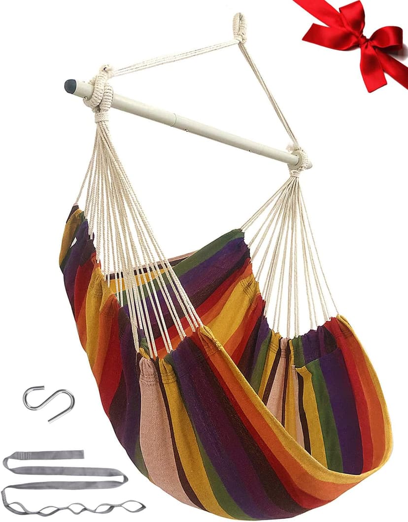 MIZTLI Hammock Chair Swing Indoor Hammock for Bedroom - Max 500 Lbs－Steel Spreader Bar with Anti-Slip Rings-Indoor & Outdoor