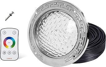 HQUA PN01DC 120V AC Remote Control LED RGBW Color Change Inground Pool Light, 10 Inch 50W with 100 Feet Cord, UL Listed Transformer Included, Fit for 10" Large Wet Niches.