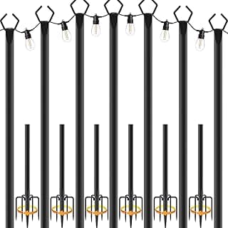 7 Pack String Light Poles,Metal Poles for Hanging Outdoor Light Strings,7 Pack 10 FT Light Poles Stand for Outside Garden,Patio,Wedding,Backyard,Deck,Party