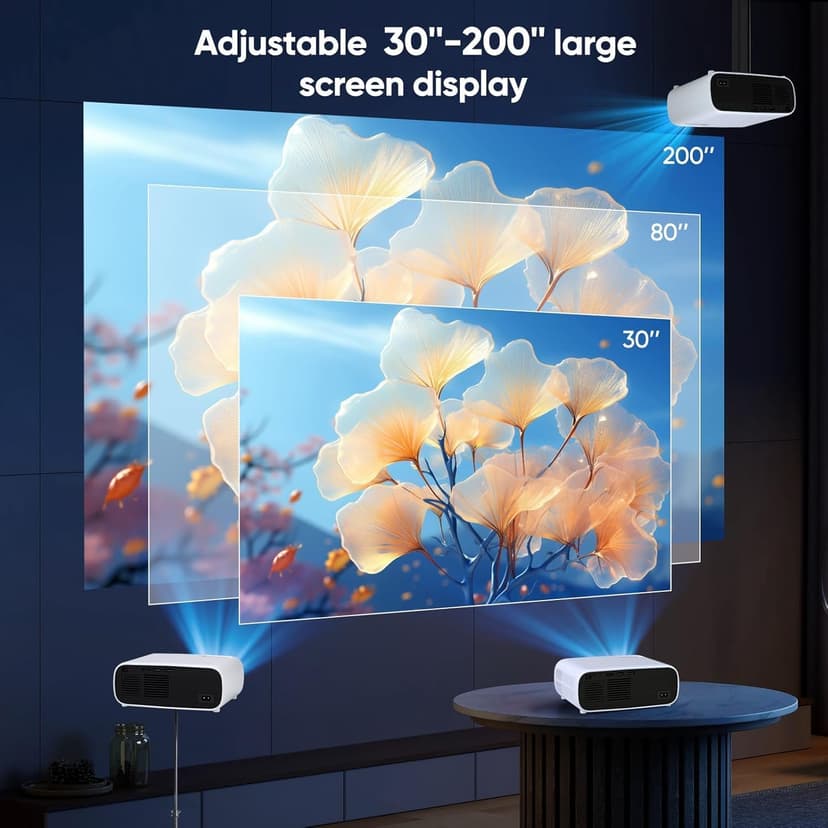 Projector with WiFi and Bluetooth, 500Ansi Native 1080P Projector,Portable Outdoor Projector, Movie Mini Projector Compatible with iOS/Android/HDMI/ TV Stick