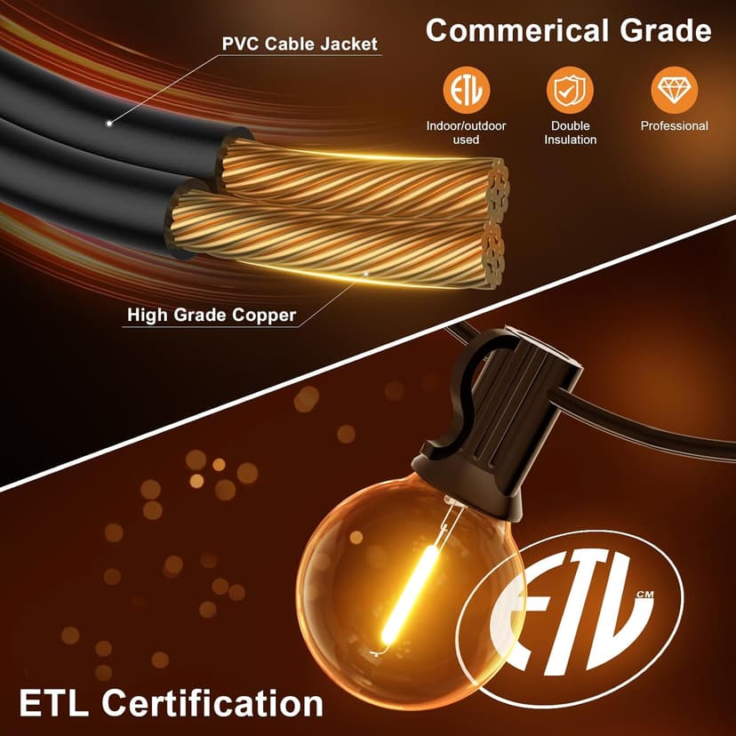 GPATIO 120FT Outdoor String Lights, Waterproof Patio Lights with 64 Hanging Globe G40 Bulbs, 2700k Shatterproof for Backyard Balcony Party Camping Outside Decor