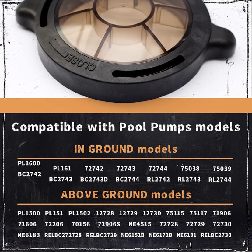 Pool Pump Basket Cover & O-Ring Kit Compatible with Splapool Pureline Deluxe Pumps, for Above-Ground & In-Ground Pools, Pool Pump Lid Replaces PO12728CR 16578 647252772 47252772 AC81361 NEP2134
