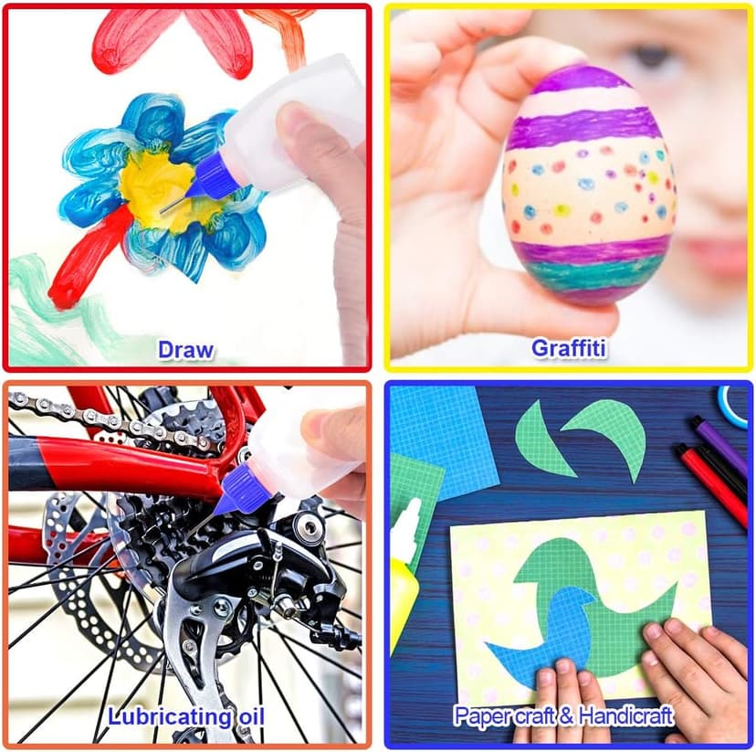 12pcs Precision Tip Applicator Bottles with 5 Mini Funnels, YGDZ 30ml Needle Tip Squeeze Glue Bottles for Paint Quilling Craft, 6 Colors