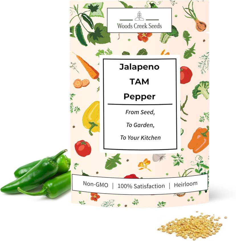 Jalapeño TAM Hot Pepper Seeds for Planting - Over 180 Heirloom Non-GMO Jalapeno Seeds for Planting - Beginner Friendly Jalapeno Pepper Seed Pack for Indoor, Outdoor & Home Garden