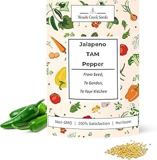 Jalapeño TAM Hot Pepper Seeds for Planting - Over 180 Heirloom Non-GMO Jalapeno Seeds for Planting - Beginner Friendly Jalapeno Pepper Seed Pack for Indoor, Outdoor & Home Garden