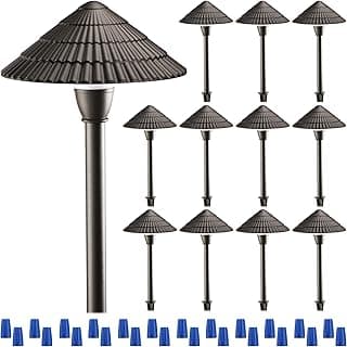 LEONLITE 12-Pack LED Low Voltage Landscape Lights 3W Cast-Aluminum Pathway Lights Low Voltage 12-24V Waterproof Landscape Path Lights 3000K Landscape Lighting for Yard Garden Walkway ETL Cord, Bronze