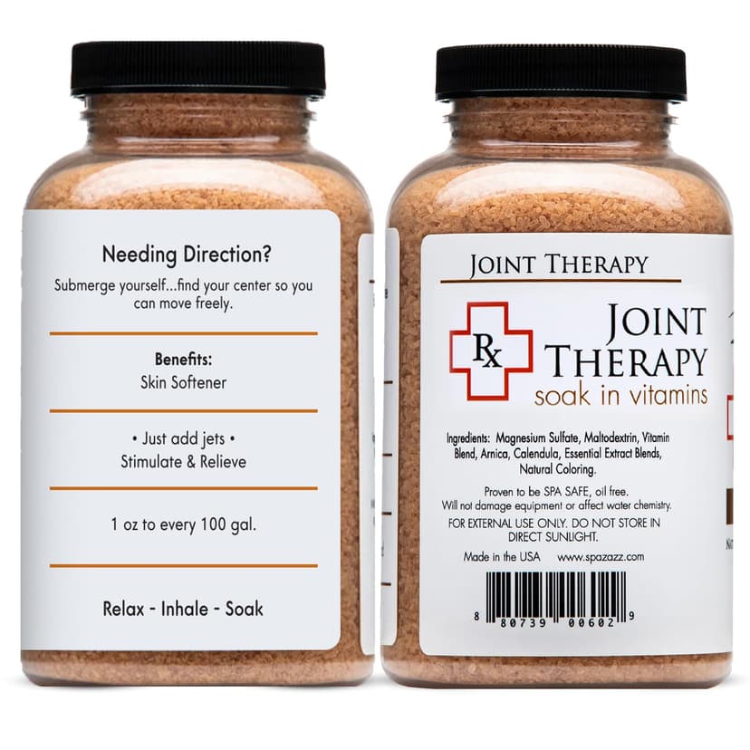 Spazazz Aromatherapy Spa and Bath Salts Crystals RX Therapy Collection 2 Pack Bundle- One 19 Oz Jar Each Spazazz Muscle Therapy and Joint Therapy- Dead Sea Bath Salt Crystals