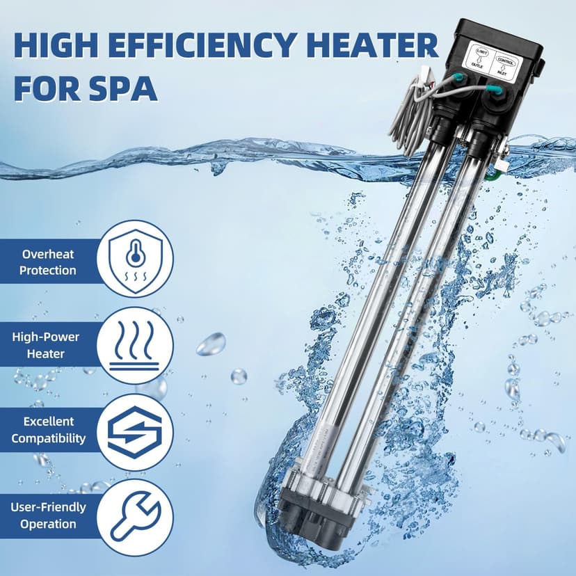 Hot Tub Heater 26-C3160-1S Suit for 1995+ Hot Spring Spa Heater Tiger River Watkins Spa Parts C3160-1 C3564-1 73790 7211 Titanium Heater Double-Pass 1.5kW/6kW 120V/240V 8.3A/16.6A