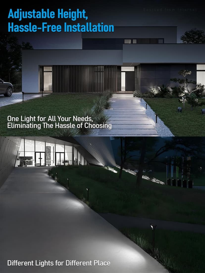 LEONLITE LED Solar Powered Motion Sensor Pathway Lights, Battery Powered Outdoor Solar Landscape Lights, Walkway Light for Yard Garden Lawn, All Night Long Lighting 6500K Pure White, Pack of 4