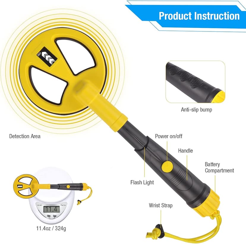 Underwater Metal Detector Handheld,100 Feet Fully Waterproof Metal Detector for Adults,Mini Gold Finder Pulse Induction with LED and Power Indicator for Scuba Diving Beach Backyard Treasure