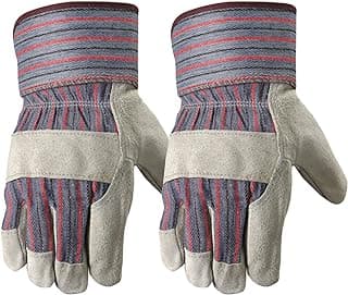 Wells Lamont 2 Pair Pack Men's Leather Work Gloves with Heavy Duty Reinforced Palms, Large (4006N-WNW) , Grey