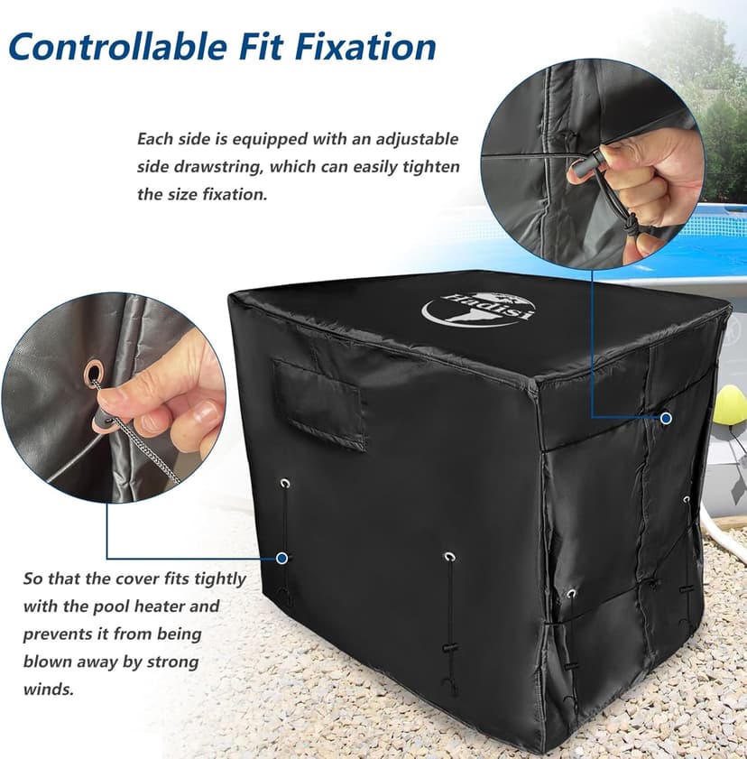Pool Heater Winter Cover,with Plush Lining,Waterproof Swimming Pool Heater Cover Can Be Scaled to Different Sizes,Suitable for Most Heater up to 39" WX33 DX36 H