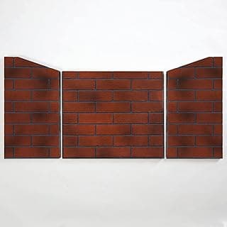 Vintage Red Ceramic Fiber Brick Panel for 450 Series Outdoor Fireplace Insert - Model FLB450-VR, Realistic Hand-Painted Design