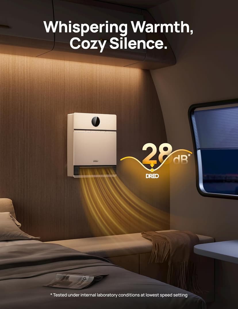 Dreo Smart Wall Heater, IP24 Electric PTC Space for Indoor Use, 30 Oscillation, Adjustable Thermostat, Remote Control, Works With Alexa, 24H Timer, Easy-Mounted for Bedroom, Office